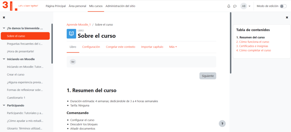 resum del curs Moodle