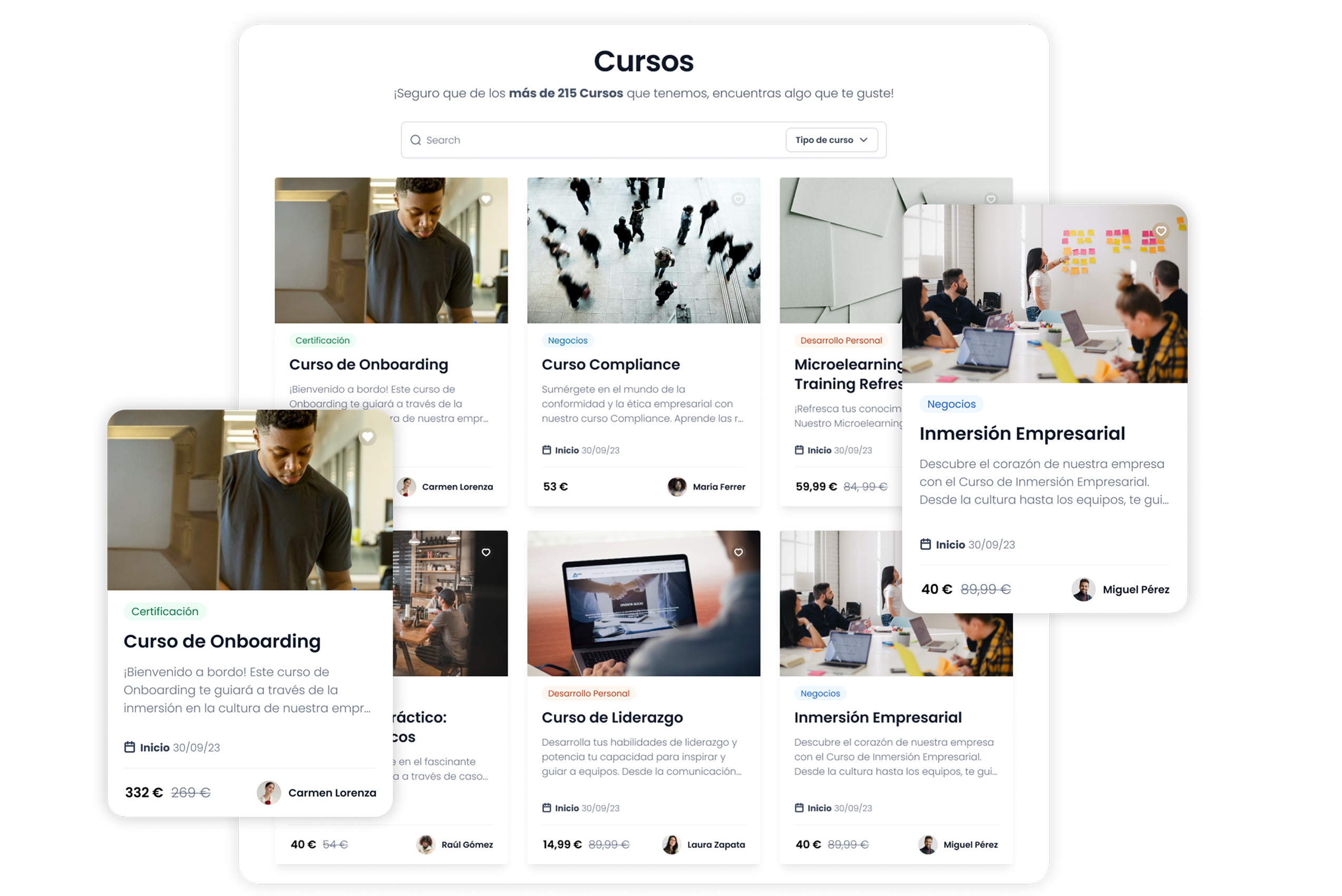 Catálogo de cursos de la academia online